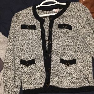 Vintage looking black and white cardigan